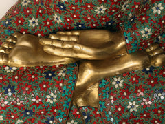 Indian Lord Buddha in Vitark Mudra Brass With Inlay Work In Brass Statue