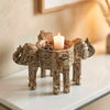 Indian Mango Wood Elephant Hand Carved Candle Holder Stand A44