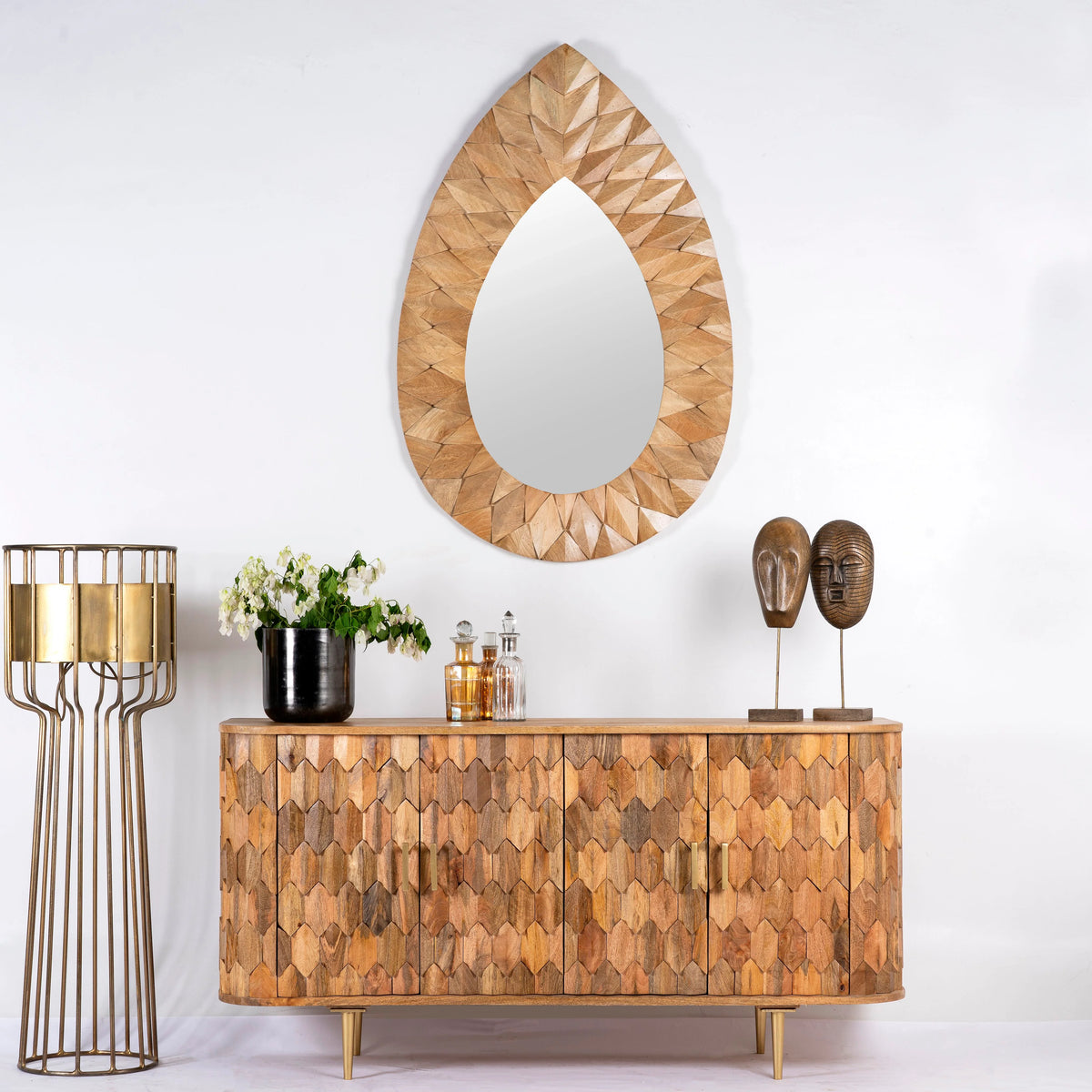 Kraft Bazaar Indian Mango Wood Hand Carved Sideboard