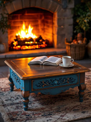 Indian Vintage Hand Carved Solid Wood Coffee Table C120