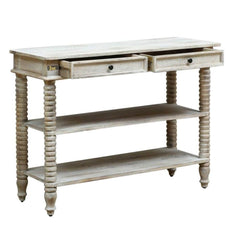 French Provincial Style Pillar Console Table White