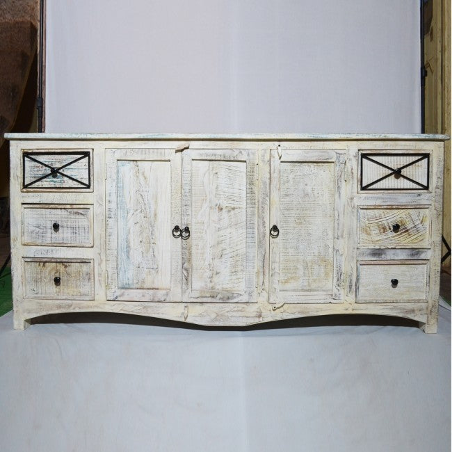 RUSTICA reclaimed timber boat wood sideboard White 200x50x90cm