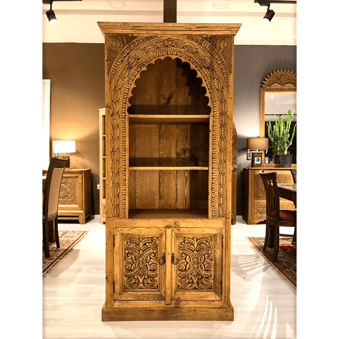 Indian Hand Carved Solid Wood Bookshelf B8