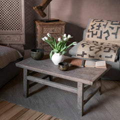Bleached Solid Wood Hand Carved Coffee Table C61