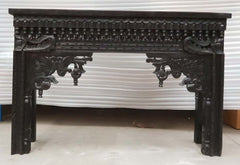 Hand Carved Indian Solid Wood Console Hall Table Black