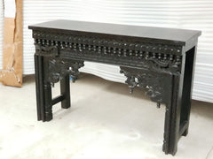 Hand Carved Indian Solid Wood Console Hall Table Black