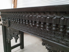 Hand Carved Indian Solid Wood Console Hall Table Black