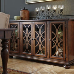 French Arched Glass Doors Sideboard Brown