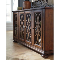 French Arched Glass Doors Sideboard Brown