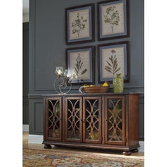 French Arched Glass Doors Sideboard Brown