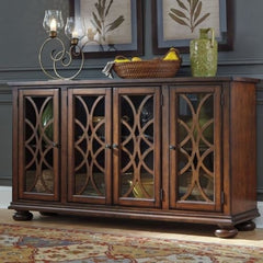 French Arched Glass Doors Sideboard Brown