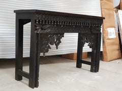 Hand Carved Indian Solid Wood Console Hall Table Black