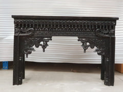 Hand Carved Indian Solid Wood Console Hall Table Black