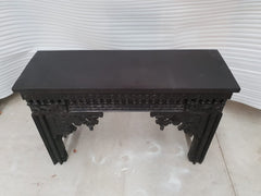 Hand Carved Indian Solid Wood Console Hall Table Black