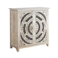 Floral Arched Carved Glass Doors Sideboard