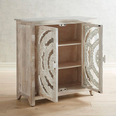 Floral Arched Carved Glass Doors Sideboard