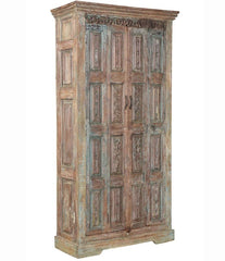 Antique Vintage Old Door Wooden Solid Wood Cupboard Natural Indian Brocante