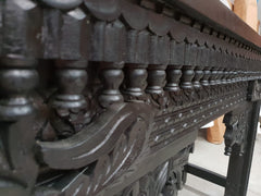 Hand Carved Indian Solid Wood Console Hall Table Black