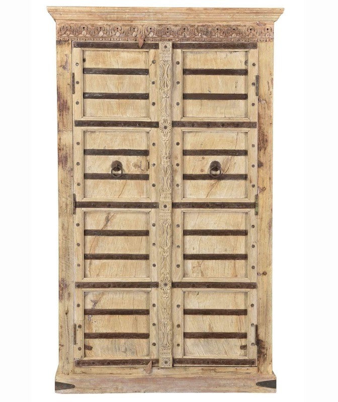 Antique Vintage 2 Door Cabinet in Scrap Wood Natural