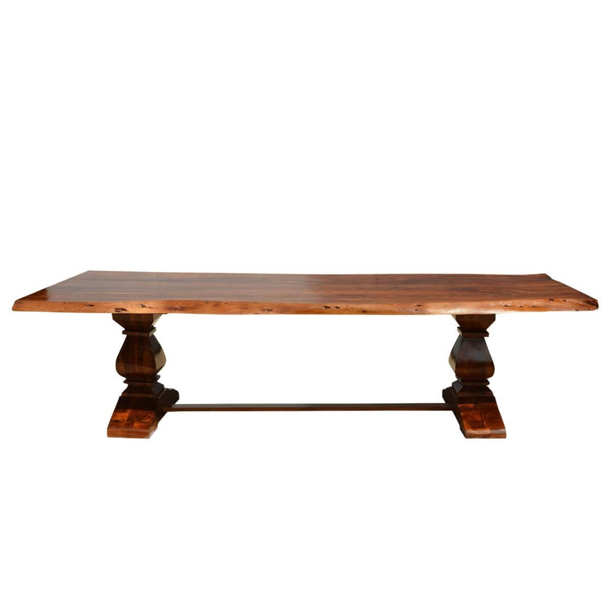 Live Edge Acacia Wood Trestle Farmhouse Dining Table