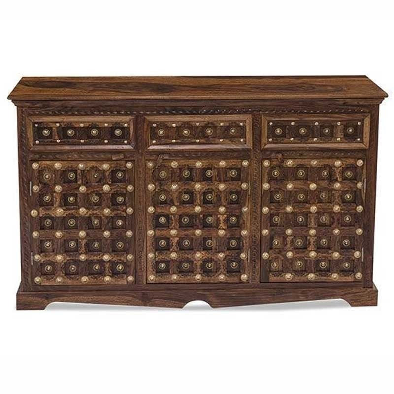 Mogra Antique Brass Work Solid Wood Brass Sideboard C