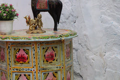 Indian Hand Painted Carved Solid Wood Coffee Table C142