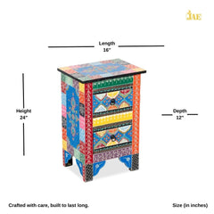 Pandora Hand Painted Multicolored Wooden Side Table