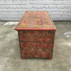 Mughal Hand Painted Indian Solid Wood Anglo Storage Chest