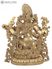 Indian Lord Goddess Sarasvati Brass Statue