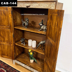 Kalah Vintage Antique Indian Hand Carved Solid Wooden Cabinet