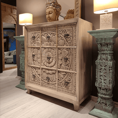 Hand Carved Solid Hard Wood Dresser Chest of Drawers D8