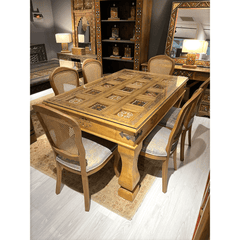 Mughal Hand Painted and Hand Carved Solid Wood Dining Table 12