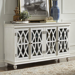 French Arched Hand carved Glass Doors Buffet Sideboard White 180x40x90cm