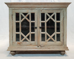 French Arched Hand carved Doors Buffet Sideboard Beige Rustic 100x43x83cm