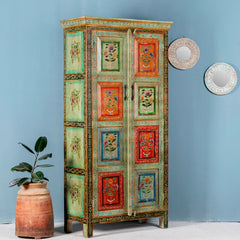 Brush & Timber Handpainted Solid Mango Wood Wardrobe Cupboard Cabinet