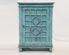 French Arched Hand carved Door Cabinet Sideboard Turquoise 66x40x90cm