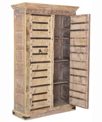 Antique Vintage 2 Door Cabinet in Scrap Wood Natural