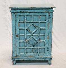 French Arched Hand carved Door Cabinet Sideboard Turquoise 66x40x90cm