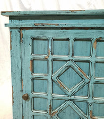 French Arched Hand carved Door Cabinet Sideboard Turquoise 66x40x90cm