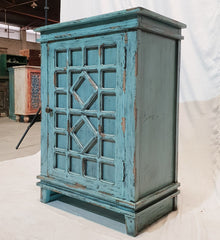 French Arched Hand carved Door Cabinet Sideboard Turquoise 66x40x90cm