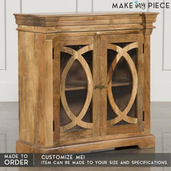 French Arch Style Solid wood 2 Door Sideboard Natural 90CM