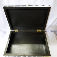 Real Bone Inlay Designer Luxury Jewelry Box Gift Storage Black Floral