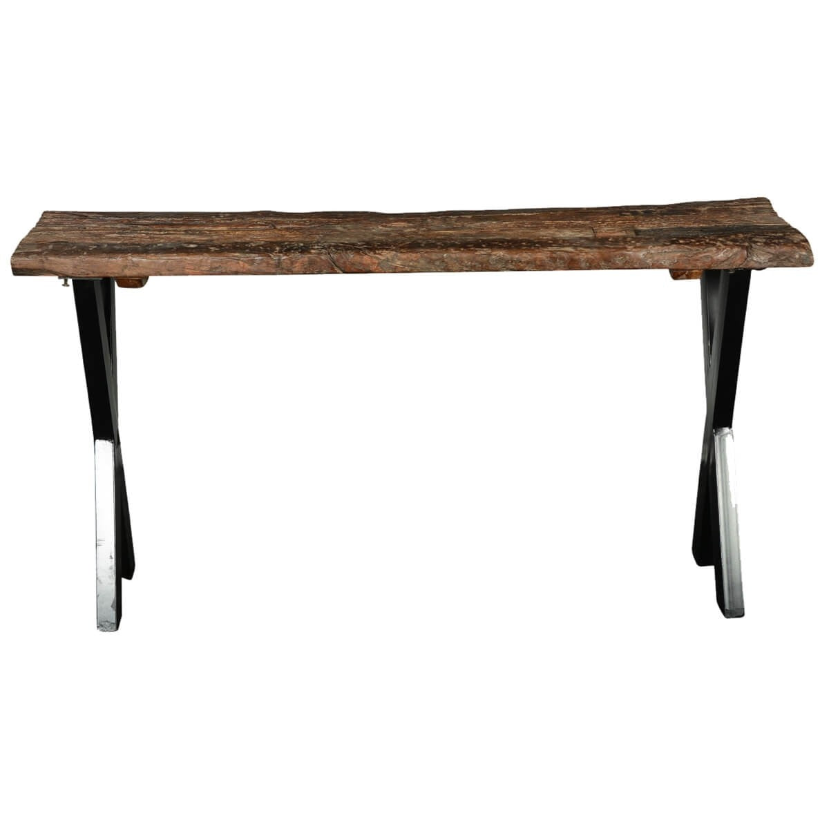 India Steamer Railroad Ties & Industrial Iron 56" Hall Console Table