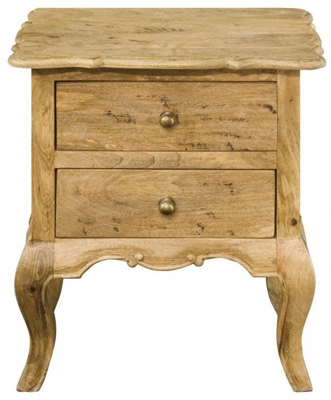 French Colonial Style 2 Drawers Bedside Cabinet - Honey Brown