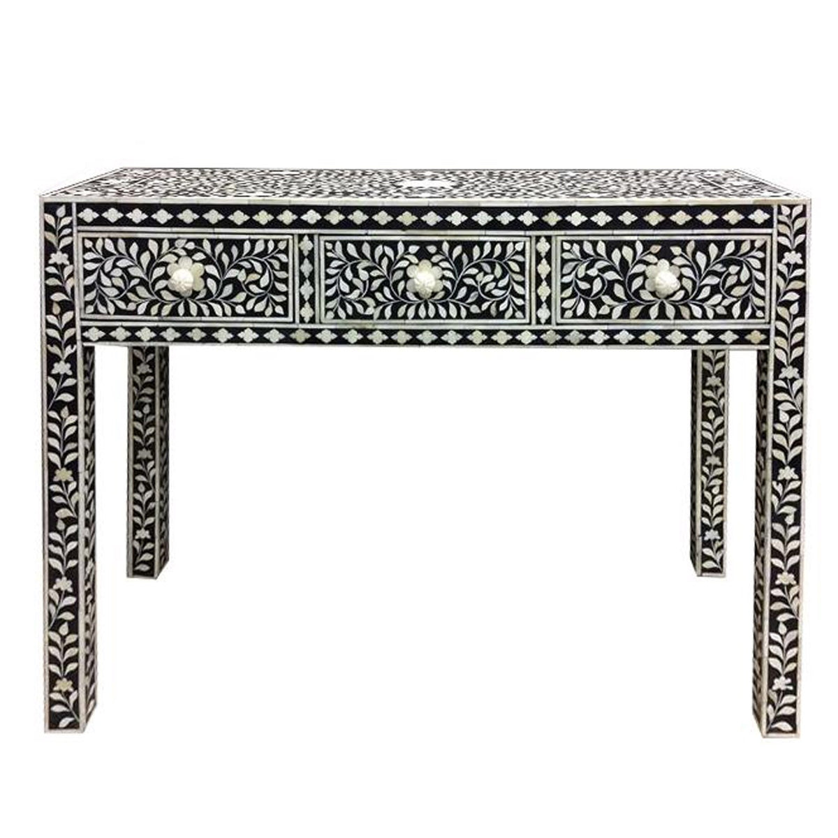 MAAYA Bone Inlay wooden 3 Drawers Hall Side Table