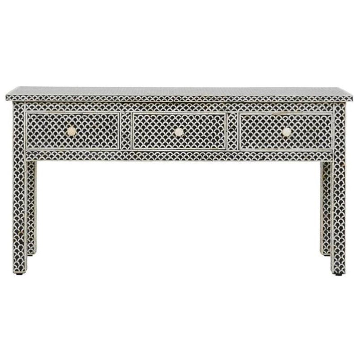 MAAYA Bone Inlay Wooden 3 Drawers Hall Side Table