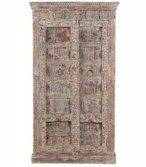 White Vintage 2-Door Cabinet in Scrap Wood, India Brocante