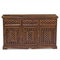 Mogra Antique Brass Work Solid Wood Brass Sideboard B