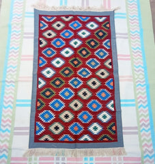 Kilim Wool Handwoven Cotton Dhurrie Durry Rug Jute Floor Covering Pattern 33 ______________________________________