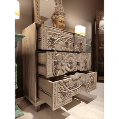 Hand Carved Solid Hard Wood Dresser Chest of Drawers D8